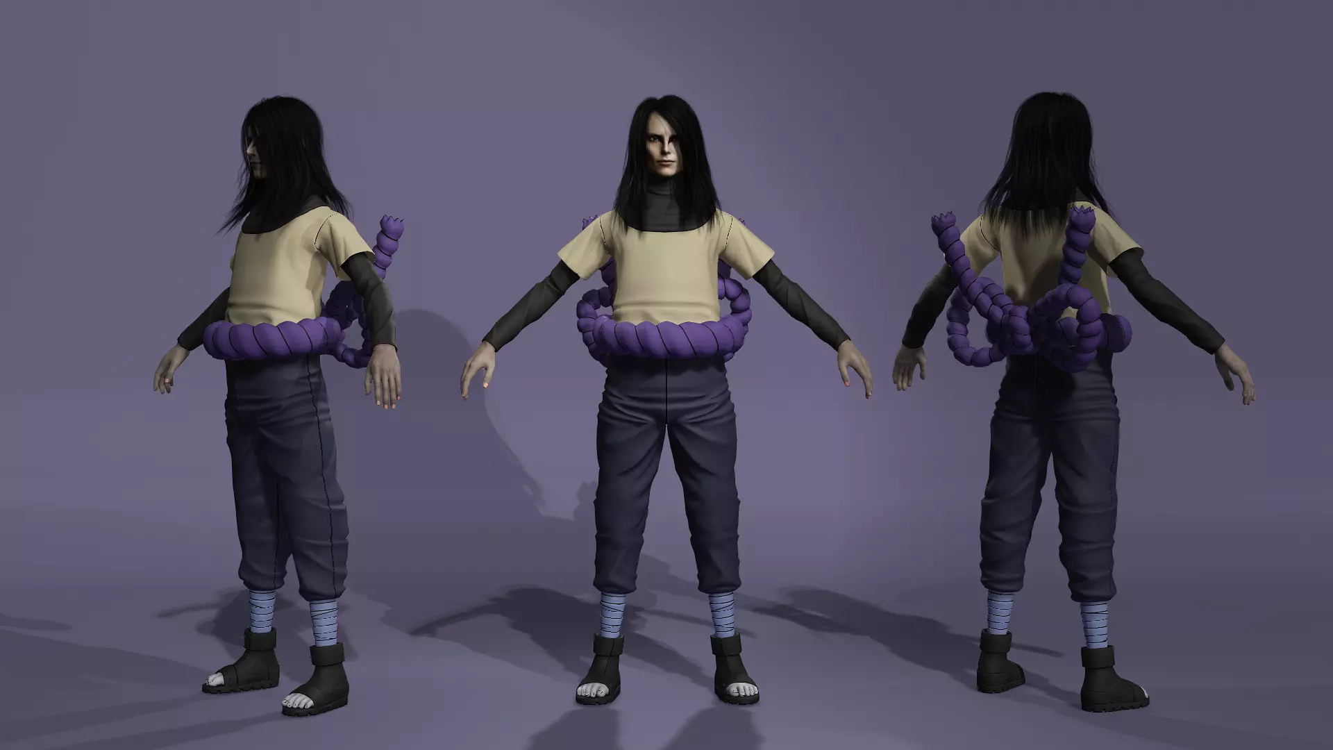 Realistic Mysterious Sorcerer Orochimaru from Naruto meta human 3D model_4