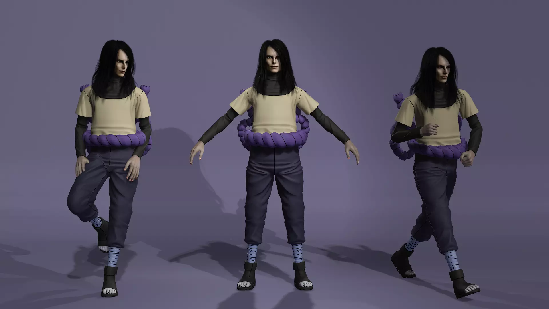 Realistic Mysterious Sorcerer Orochimaru from Naruto meta human 3D model_0