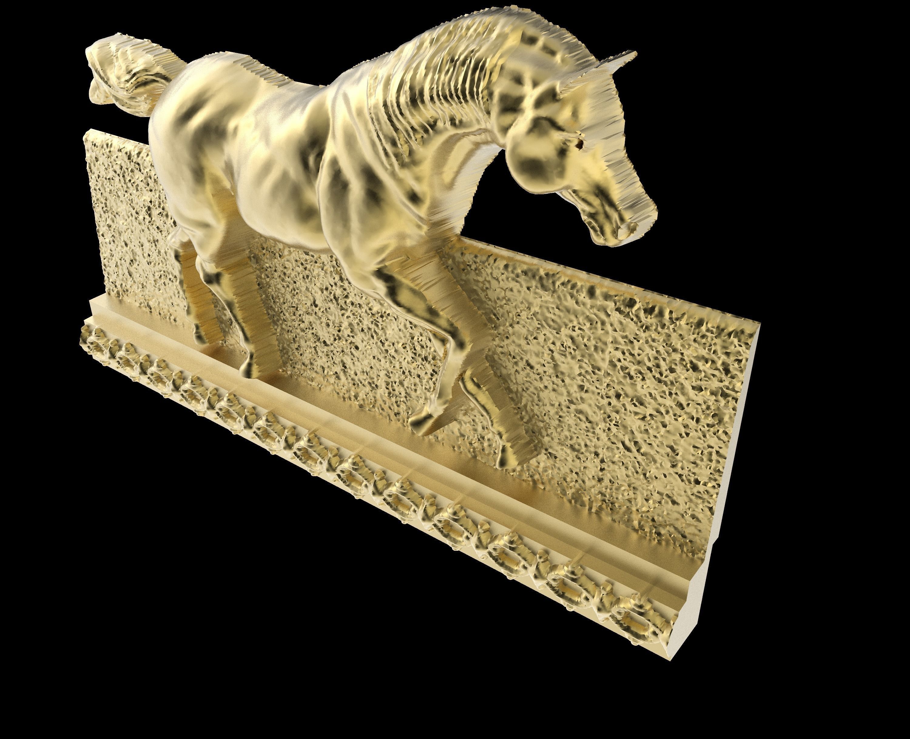 Galloping Horse in reliefs 3D print model_3