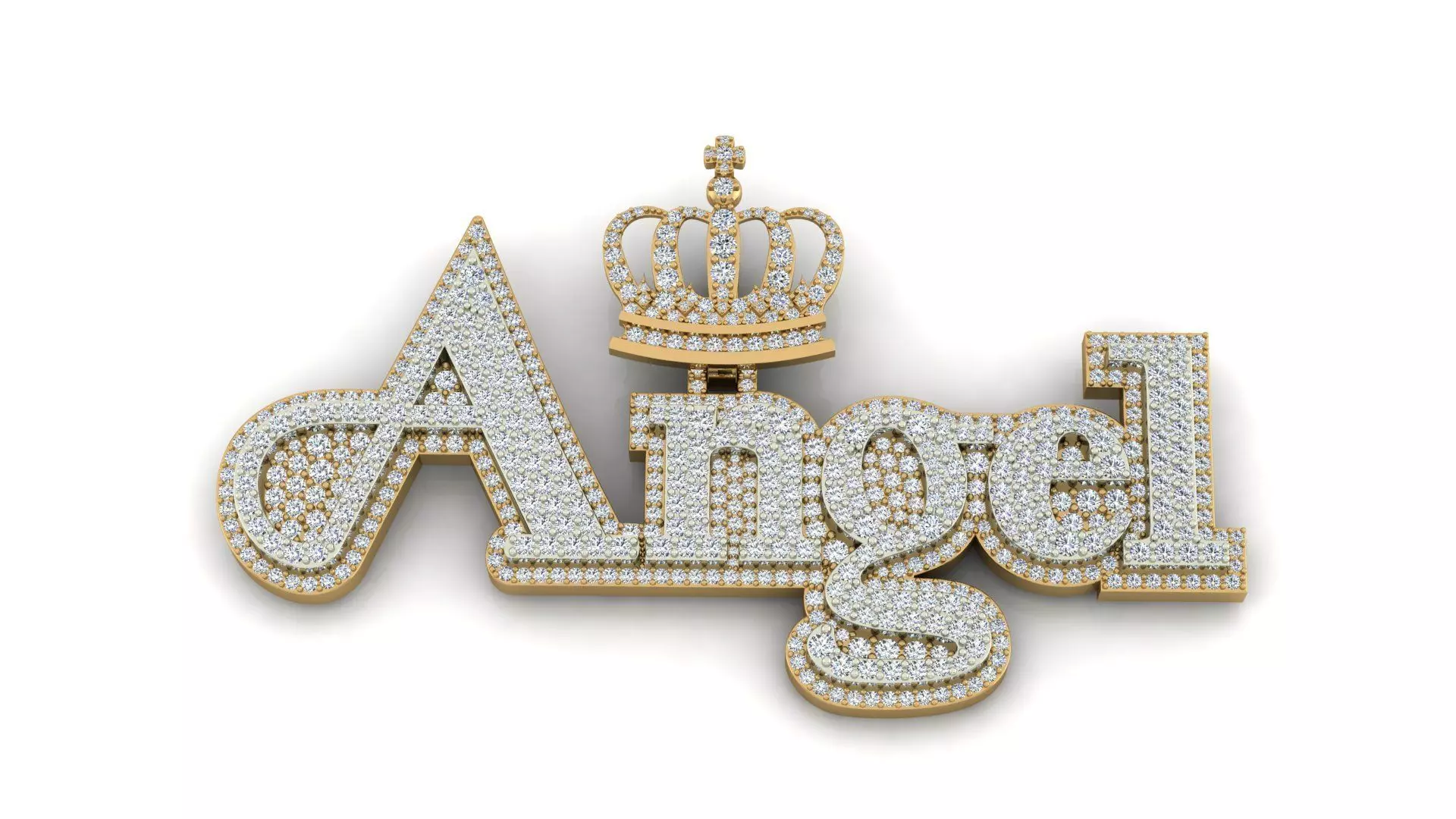 Custom Diamond Name Pendant ANGEL 3D print model_0