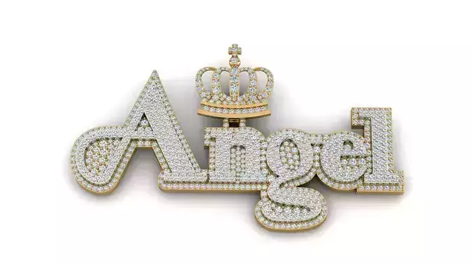 Custom Diamond Name Pendant ANGEL