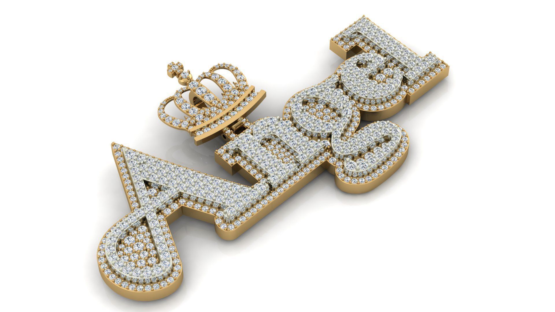 Custom Diamond Name Pendant ANGEL 3D print model_1