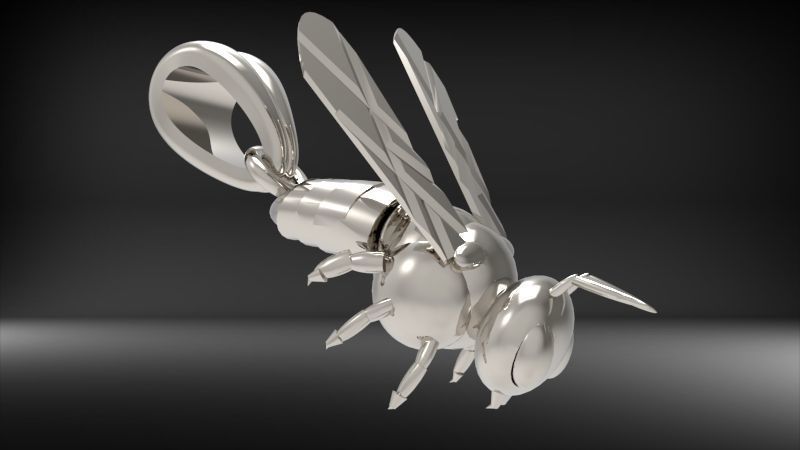 Bee Pendant charm necklace 3D print model_3