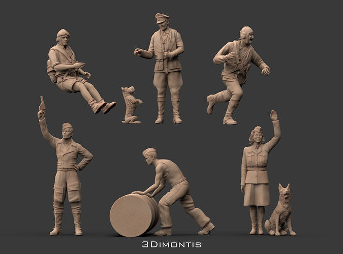 Pilots and Ground Staff - LUFTWAFFE WW2 3D print model
