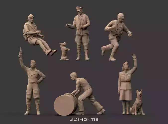 Pilots and Ground Staff - LUFTWAFFE WW2 3D print model