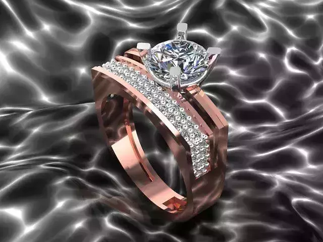 Ring rose gold engagement with diamonds