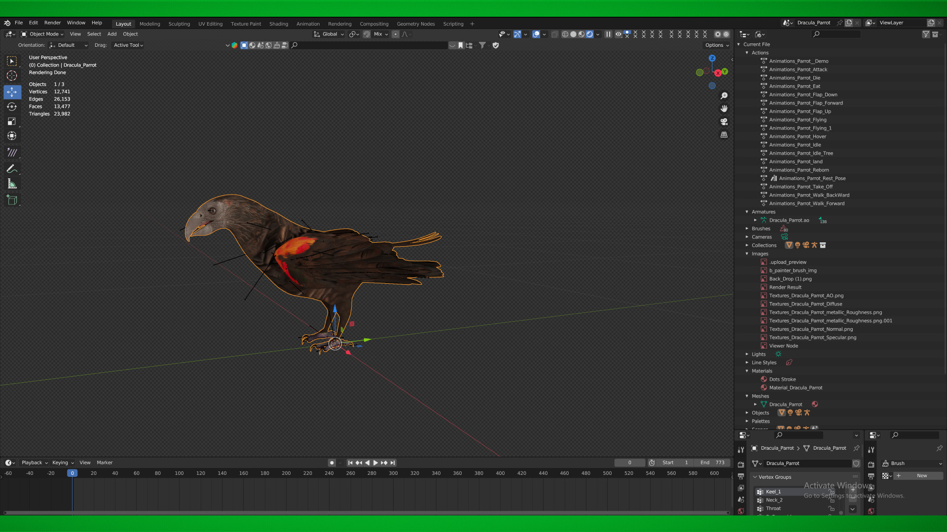 Pesquet Dracula Parrot Bird Low-poly 3D model_7