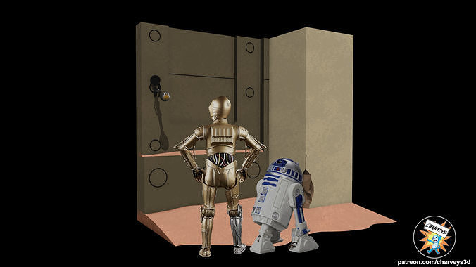  Star Wars Jabbas Palace Door Diorama for 4 and 6 inch figures 3D print model
