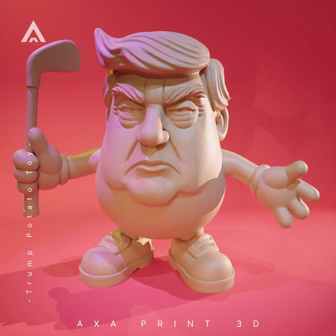 Golden Hair Potato - Silly 3D Character Model 3D print model