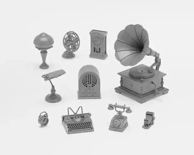 WWII household electronics and equipment - 1-35 - supported 3D print model
