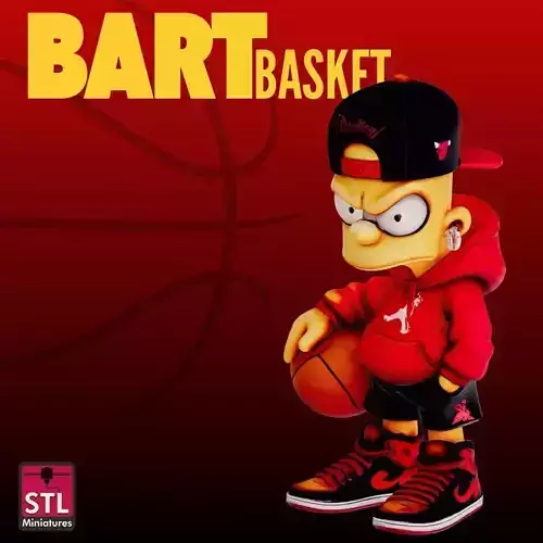 Baller Bart STL File Chibi Basketball Kid Street Model