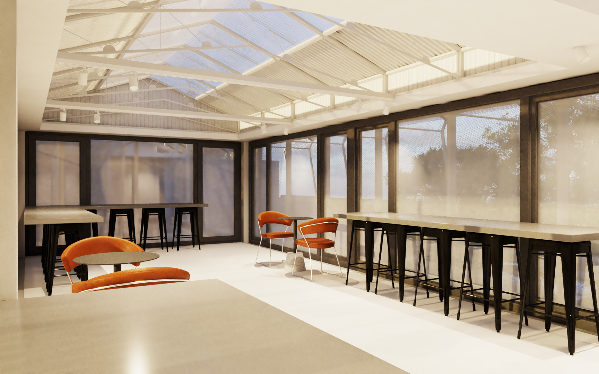 Tropical Coffee Shop with Urban Garden Design Interior Exterior 3D model_10