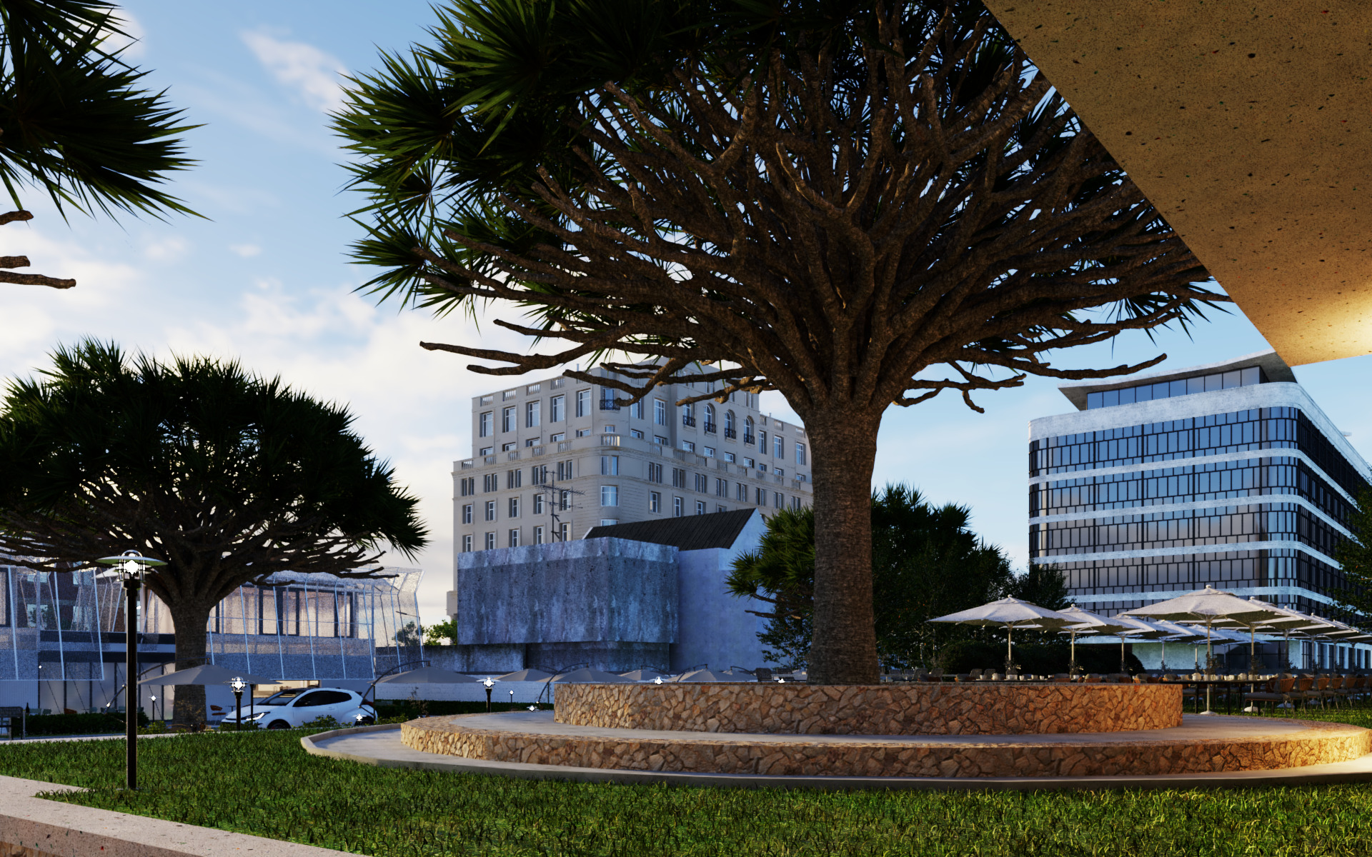 Tropical Coffee Shop with Urban Garden Design Interior Exterior 3D model_19