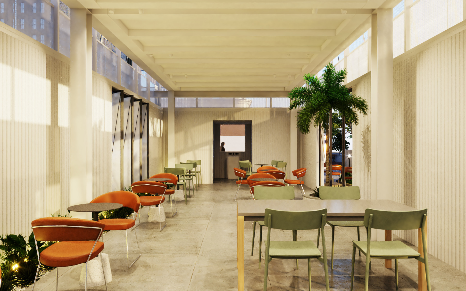 Tropical Coffee Shop with Urban Garden Design Interior Exterior 3D model_8