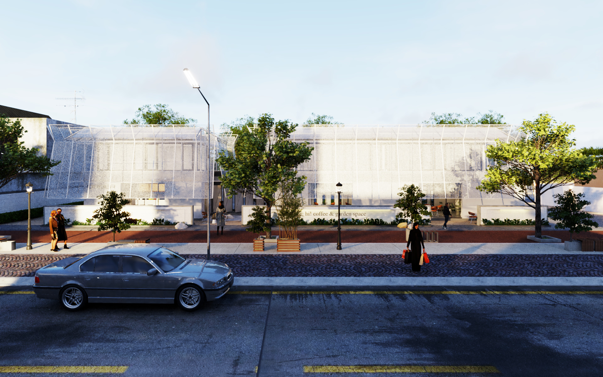 Tropical Coffee Shop with Urban Garden Design Interior Exterior 3D model_29