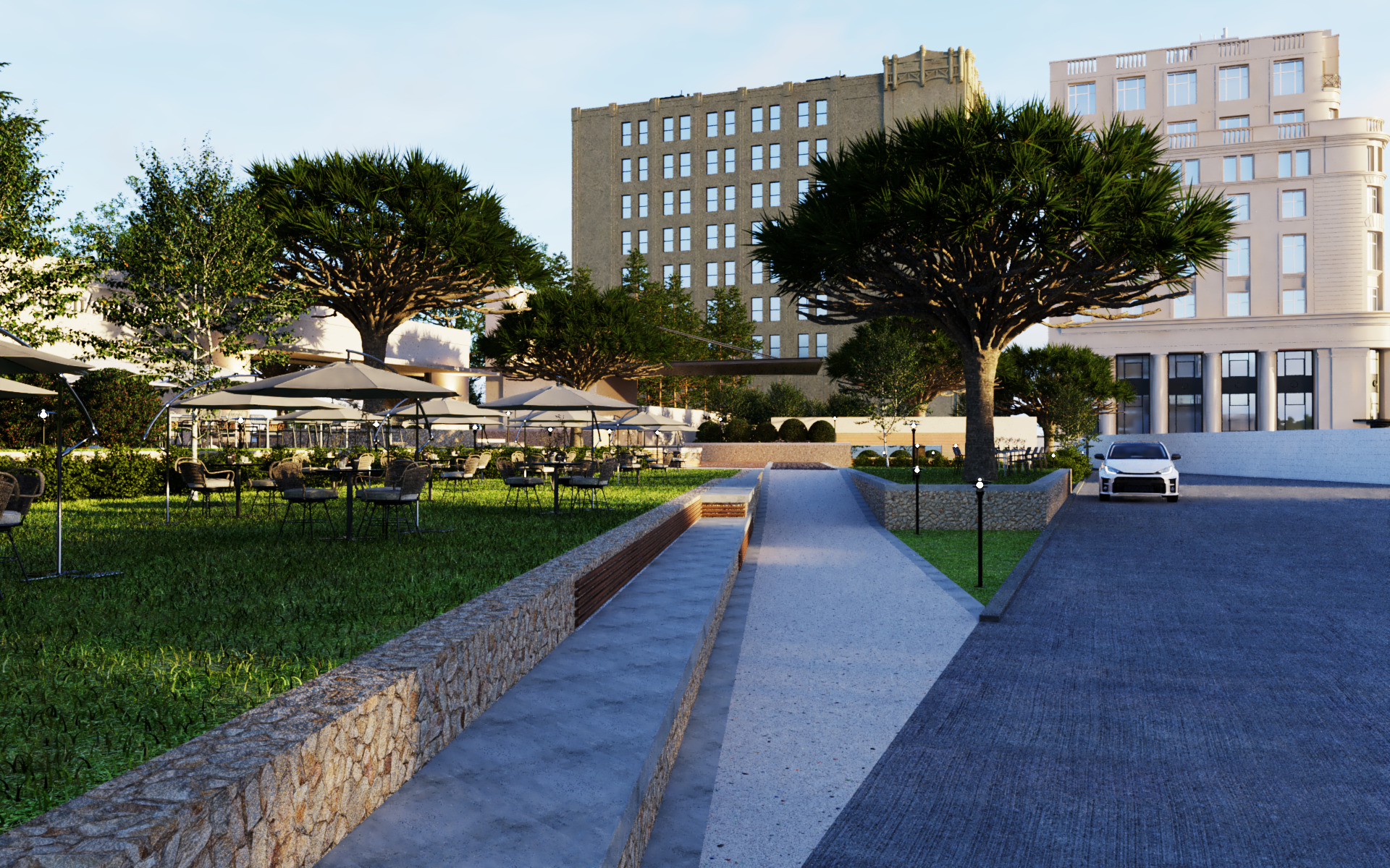 Tropical Coffee Shop with Urban Garden Design Interior Exterior 3D model_14