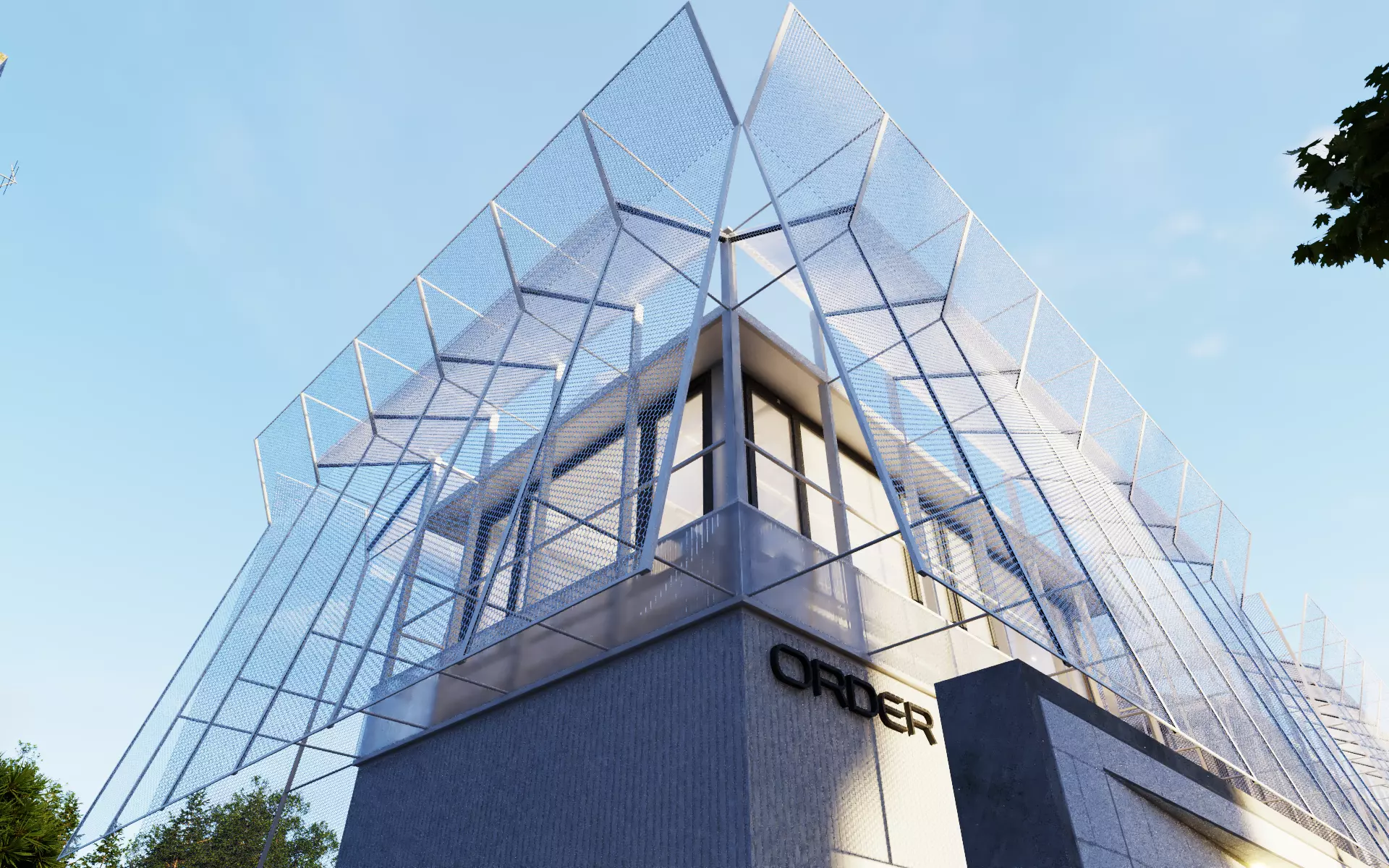 Tropical Coffee Shop with Urban Garden Design Interior Exterior 3D model_0