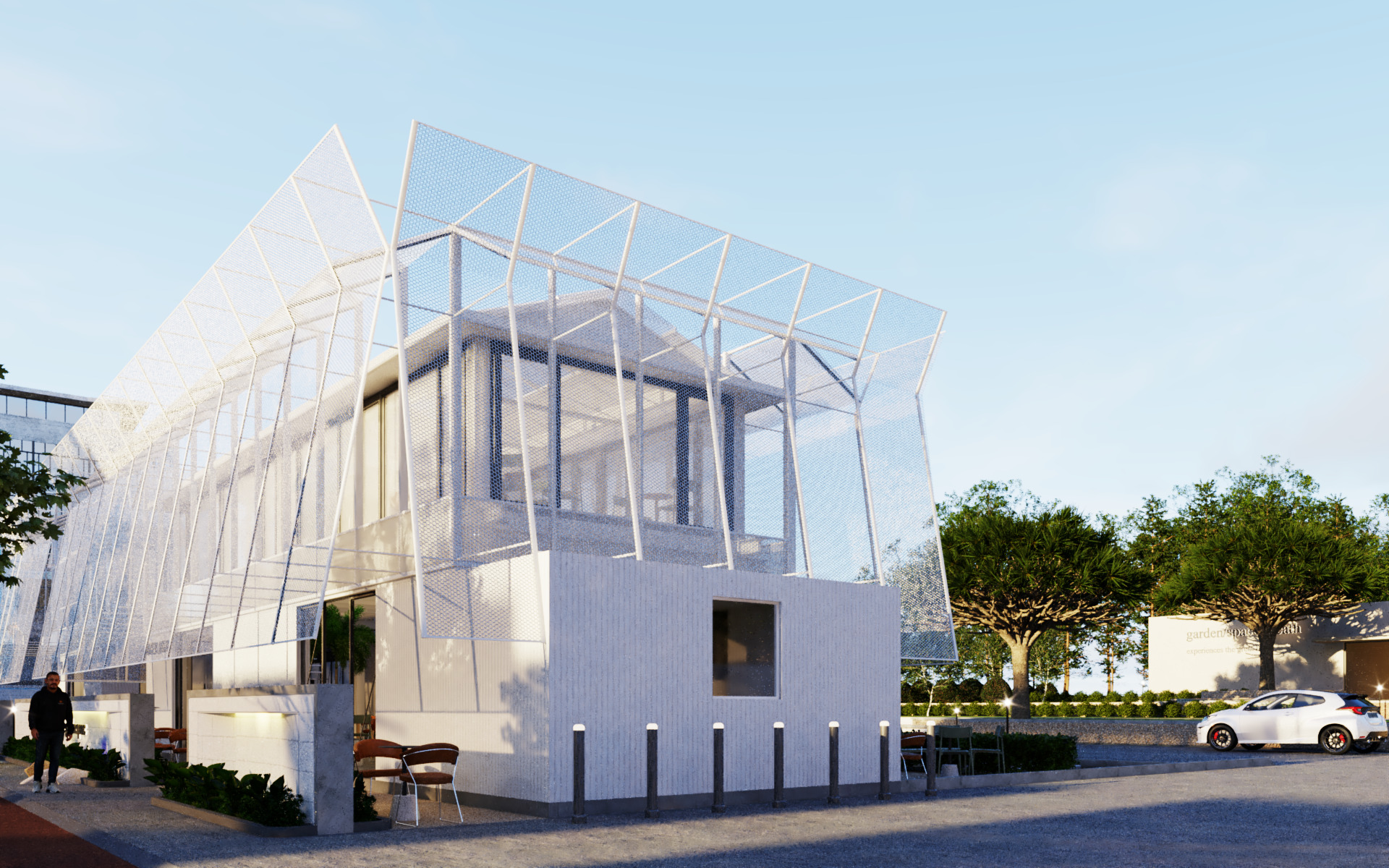 Tropical Coffee Shop with Urban Garden Design Interior Exterior 3D model_31