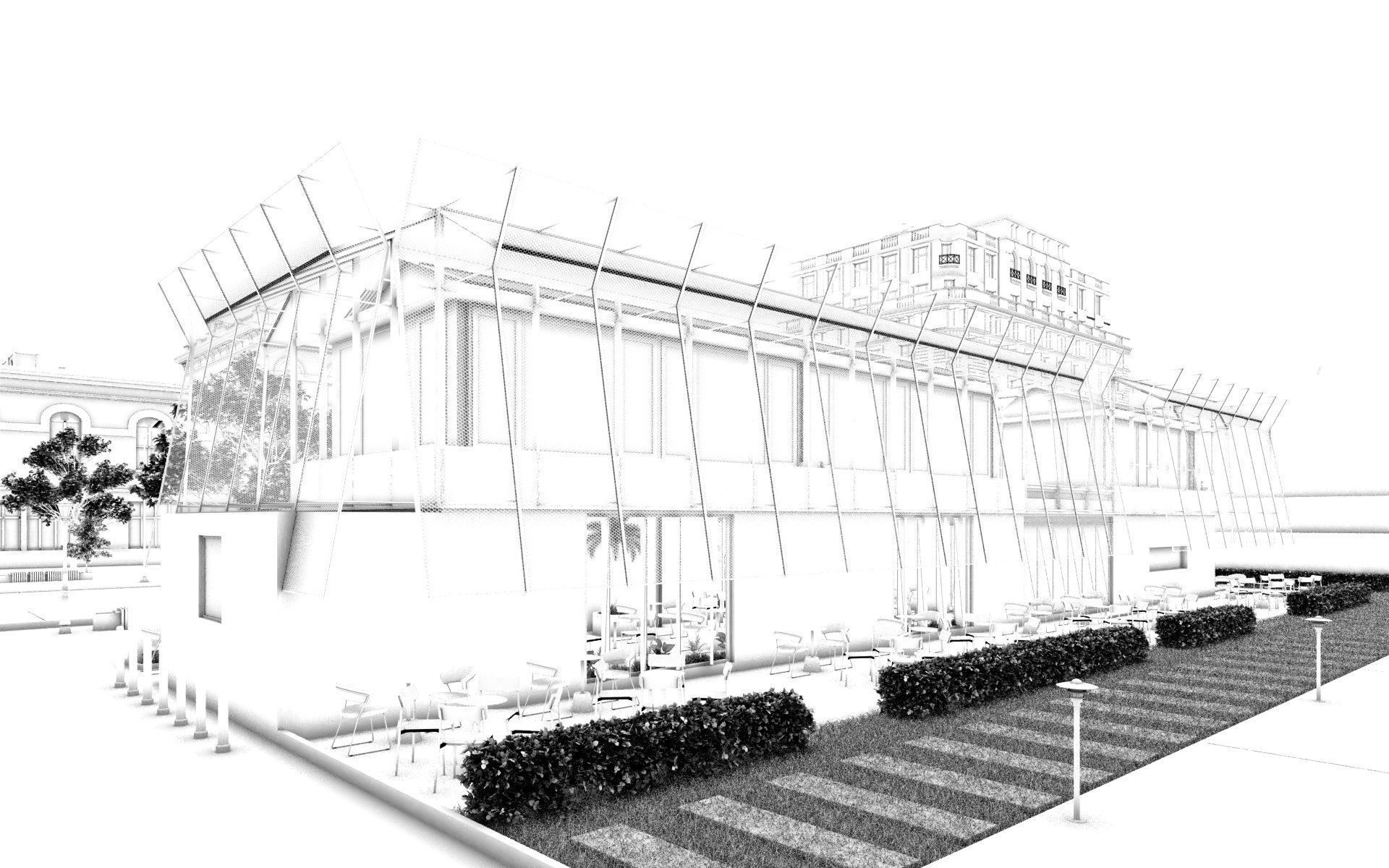 Tropical Coffee Shop with Urban Garden Design Interior Exterior 3D model_52