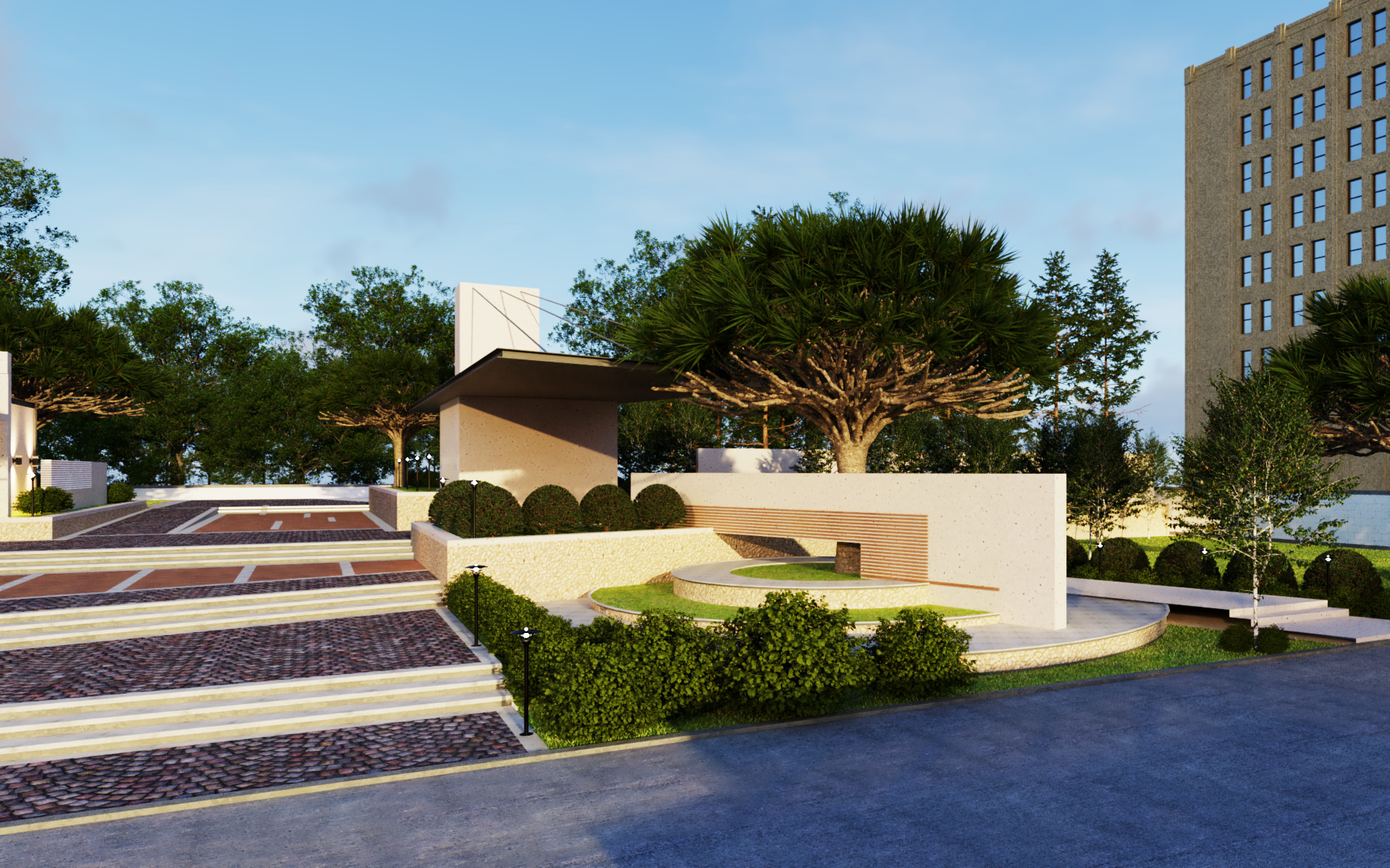 Tropical Coffee Shop with Urban Garden Design Interior Exterior 3D model_18