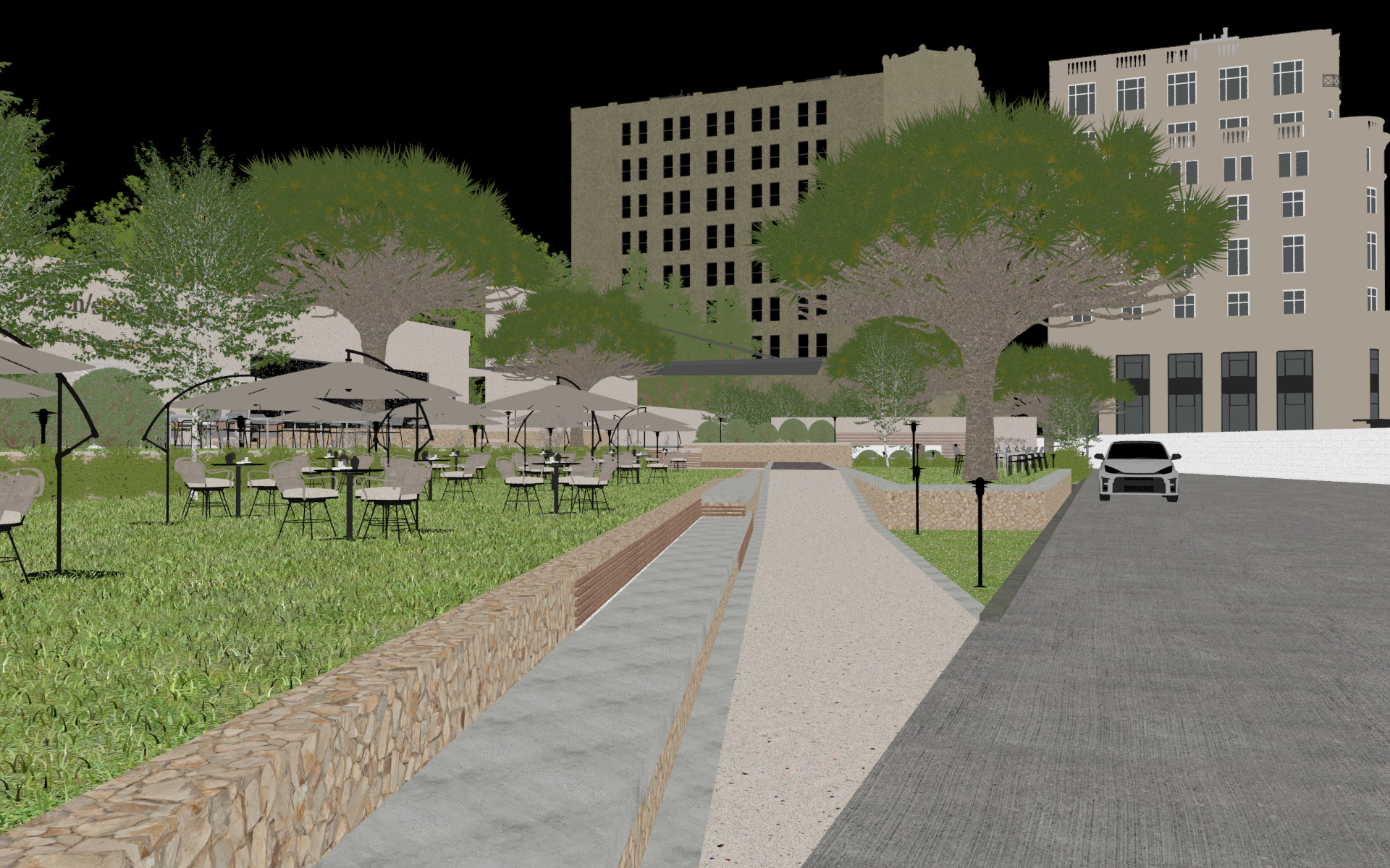 Tropical Coffee Shop with Urban Garden Design Interior Exterior 3D model_47