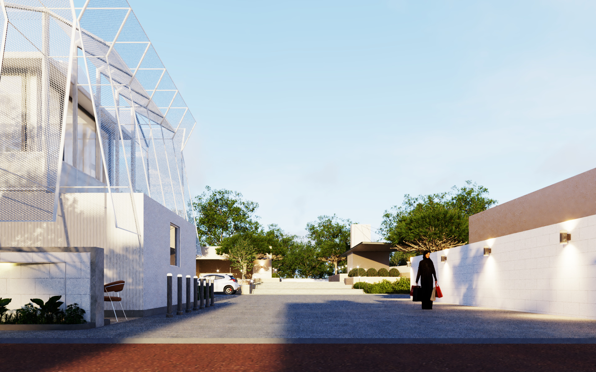 Tropical Coffee Shop with Urban Garden Design Interior Exterior 3D model_3