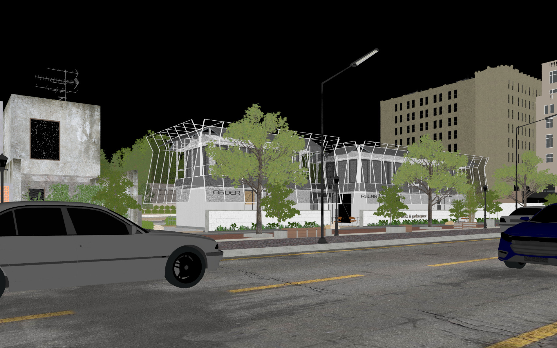 Tropical Coffee Shop with Urban Garden Design Interior Exterior 3D model_41