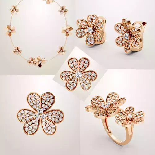 Van cleef arpels collection Ring Pendant Necklace Earring 