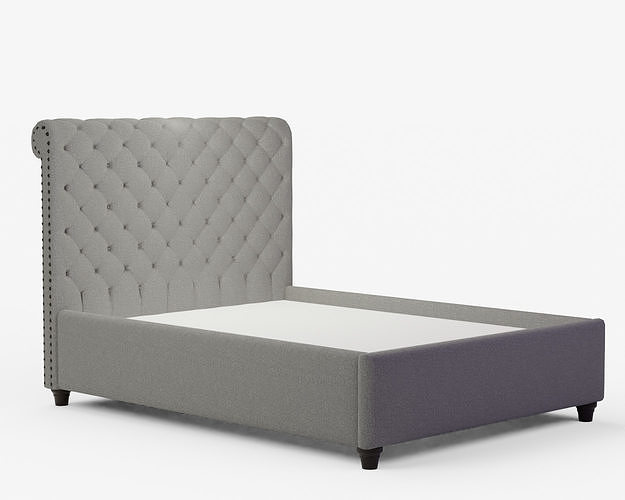 Chesterfield Tufted Upholstered Bed 3D model