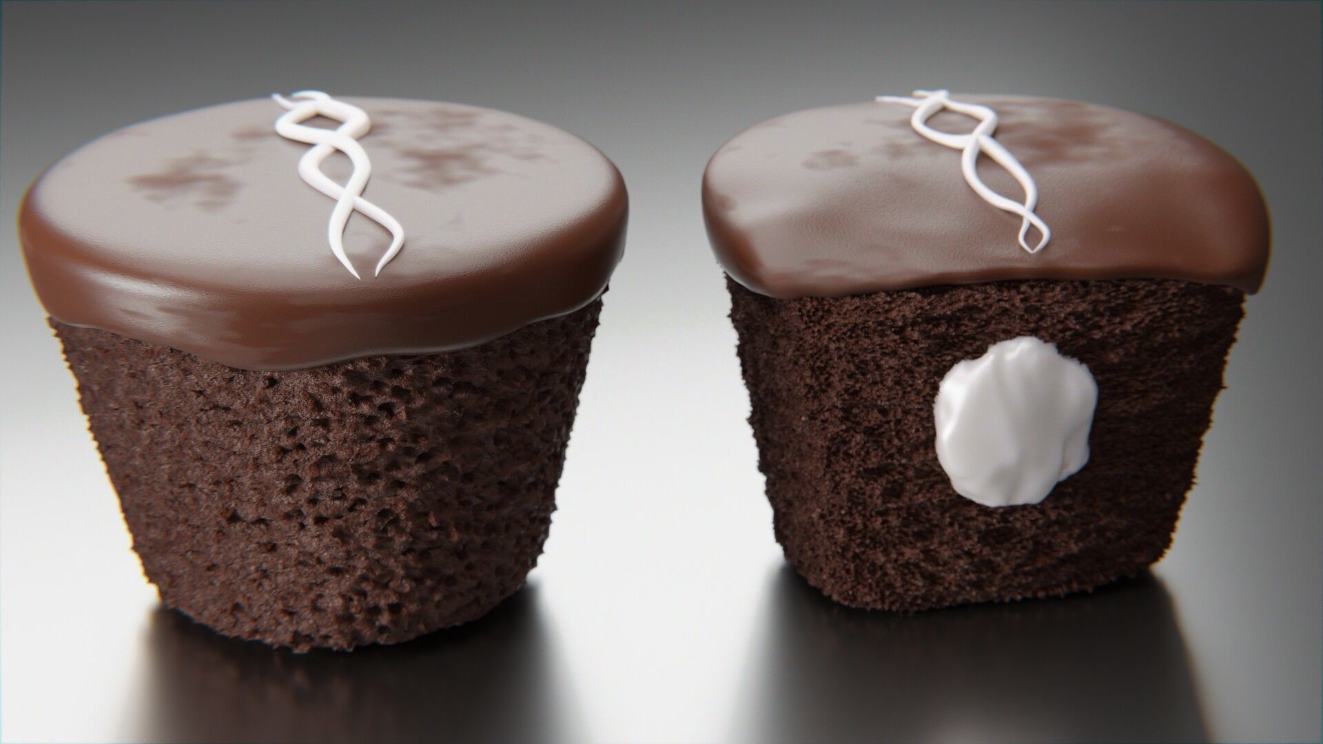 Cupcake and Twinkie Low-poly 3D model_3