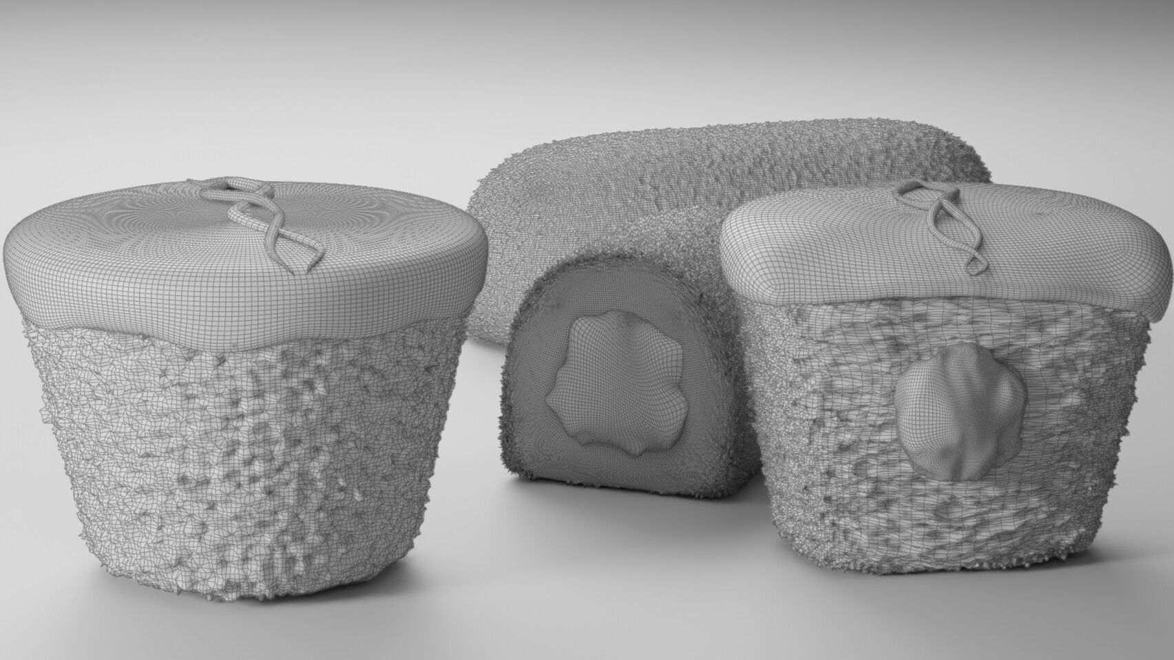 Cupcake and Twinkie Low-poly 3D model_2