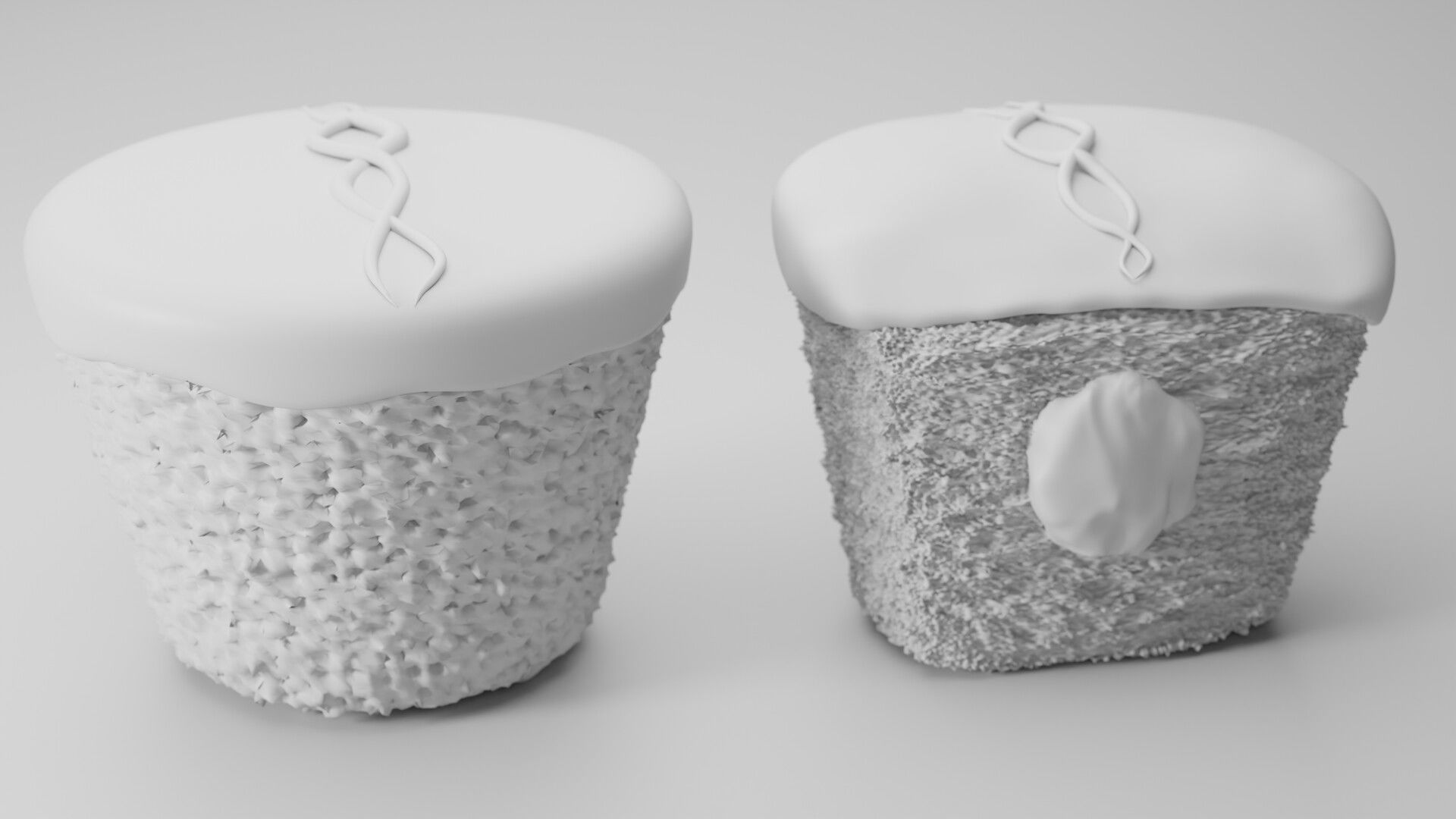 Cupcake and Twinkie Low-poly 3D model_4