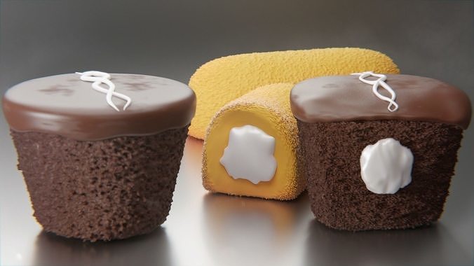 Cupcake and Twinkie Low-poly 3D model