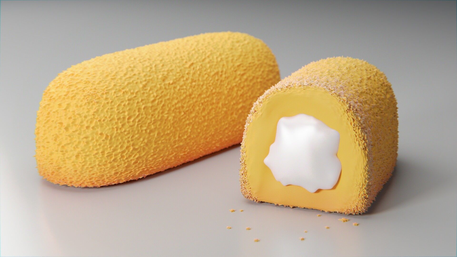 Cupcake and Twinkie Low-poly 3D model_6