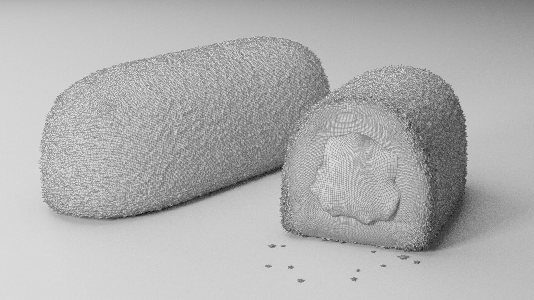 Cupcake and Twinkie Low-poly 3D model_8