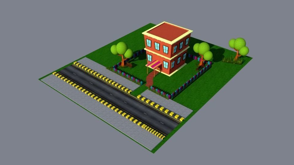 Low Poly 3D Building Low-poly 3D model_3