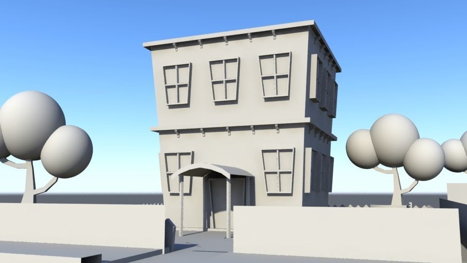 Low Poly 3D Building Low-poly 3D model_4