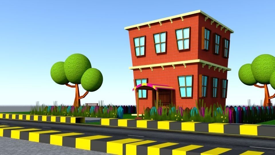 Low Poly 3D Building Low-poly 3D model_0