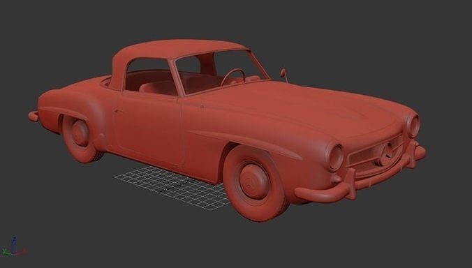Mercedes Benz SL class Mk3 R121 hardtop 1955 3D print model