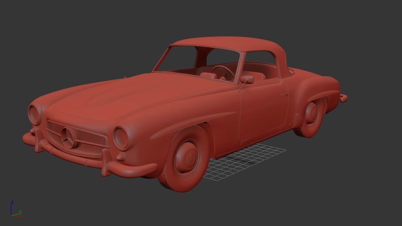 Mercedes Benz SL class Mk3 R121 hardtop 1955 3D print model_1