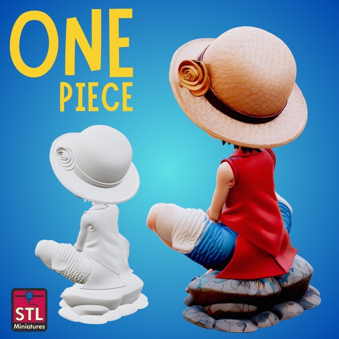 Chibi Straw Hat STL File One Piece Mini Joyful Comic 3D print model_3