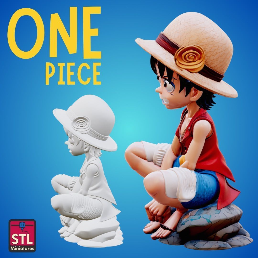 Chibi Straw Hat STL File One Piece Mini Joyful Comic 3D print model_2
