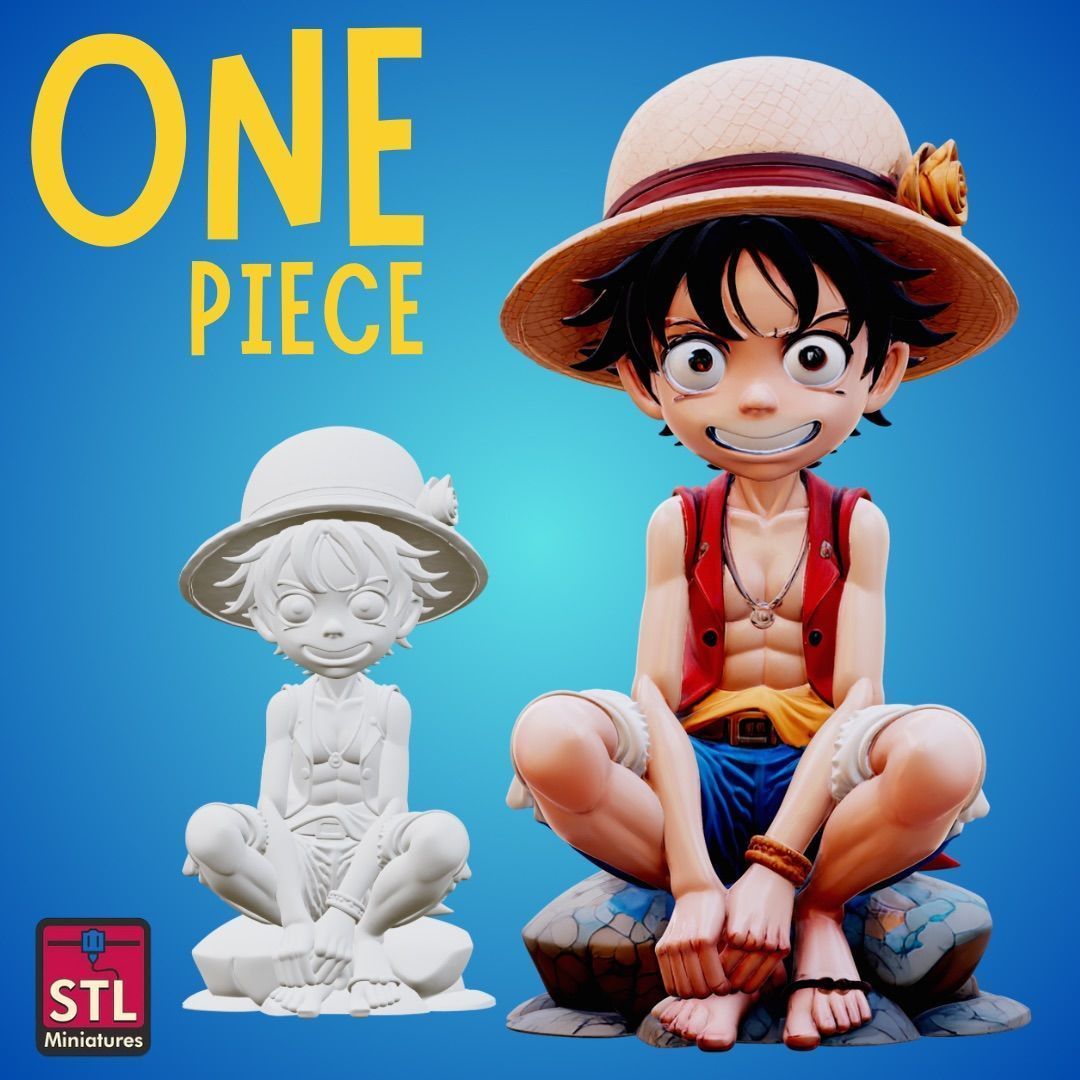 Chibi Straw Hat STL File One Piece Mini Joyful Comic 3D print model_1