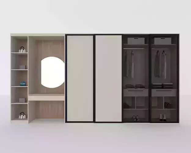 Modern Sliding Door Closet with Vanity 3D model