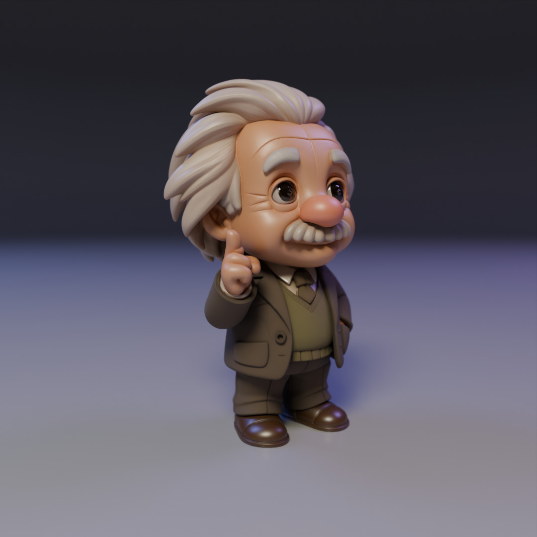 Albert Einstein Chibi 3D print model_8