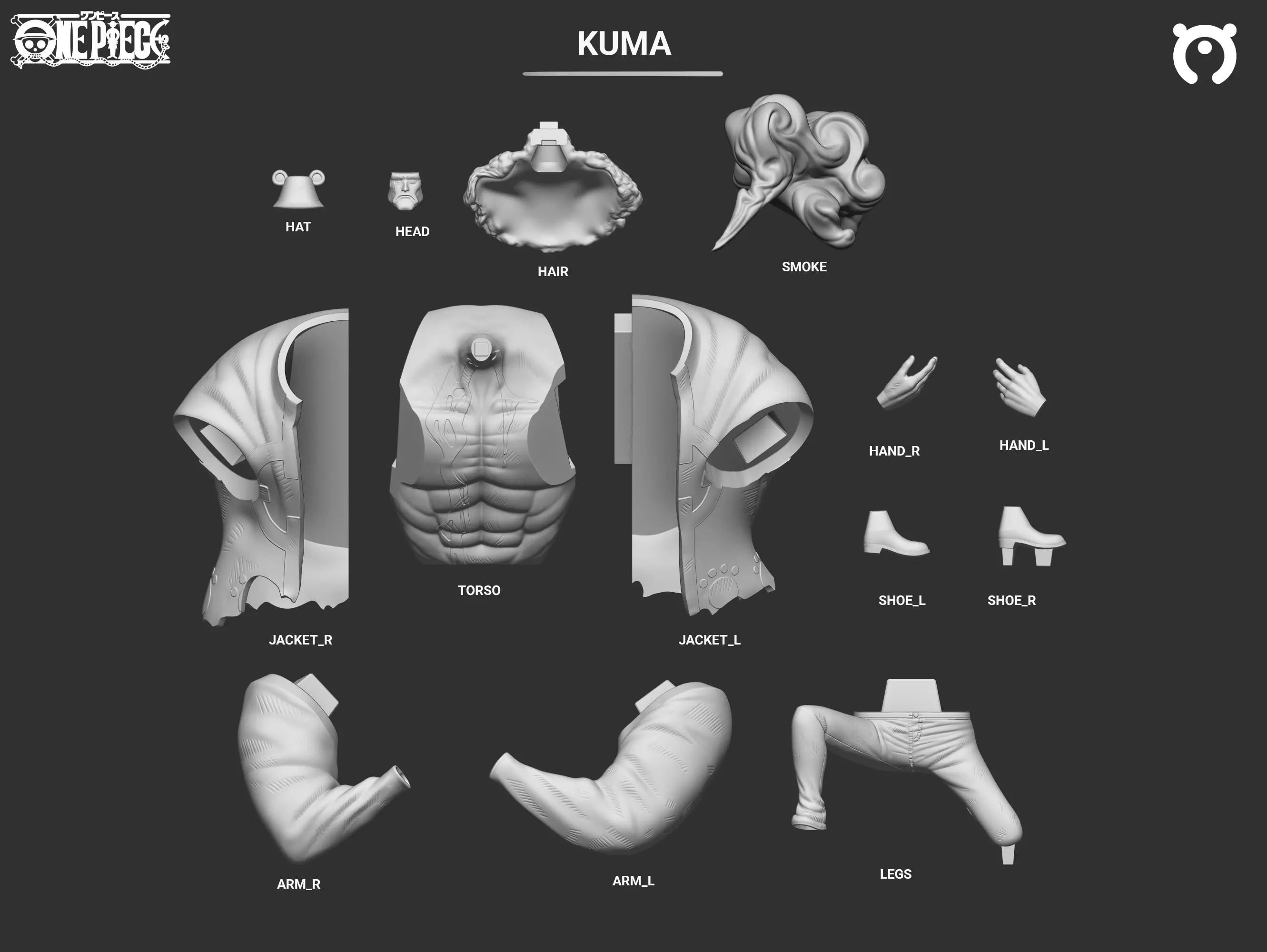 Kuma y Bonney - One Piece 3D print model_1