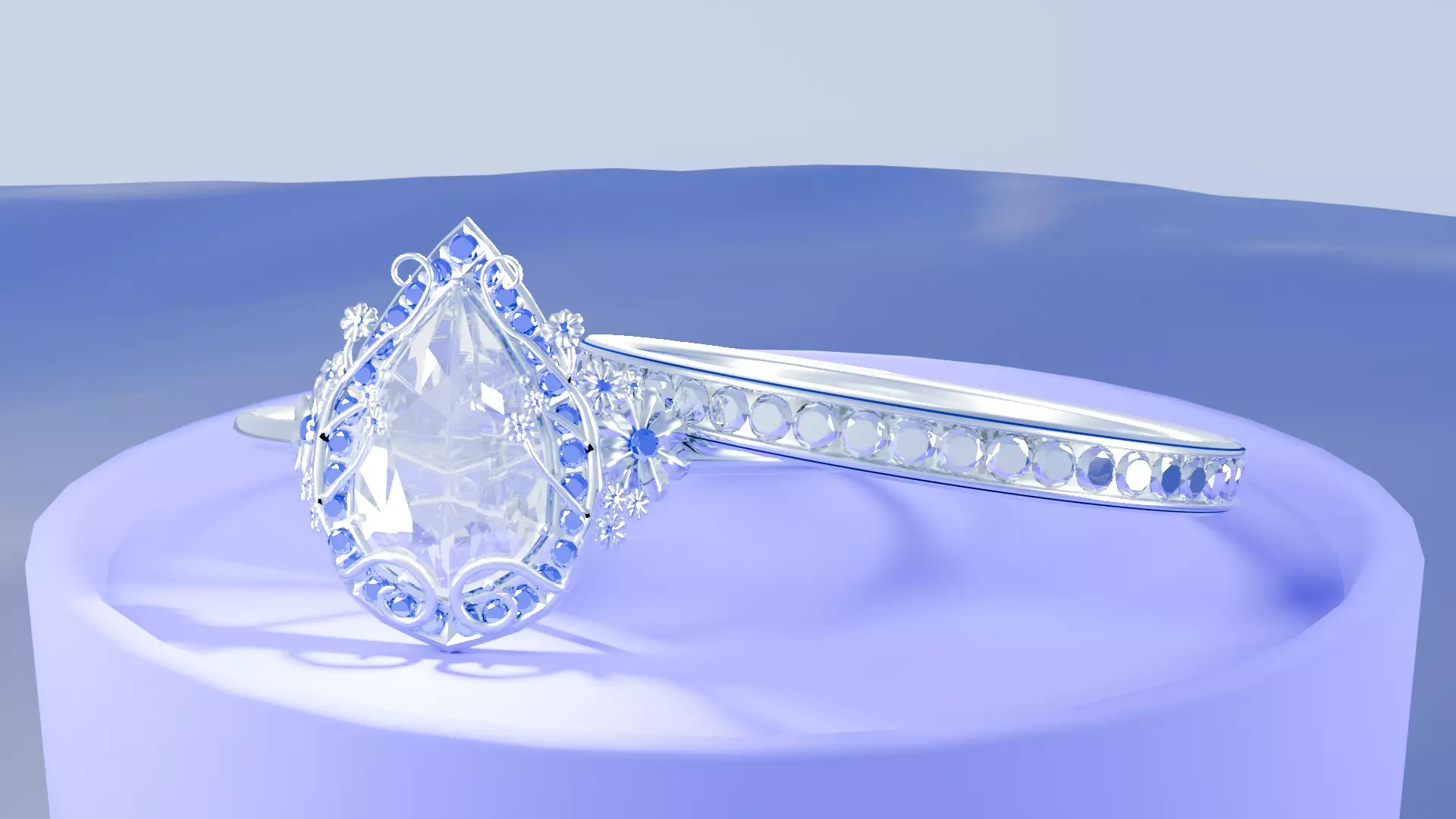 Diamond Engagement Ring set 3D model_0