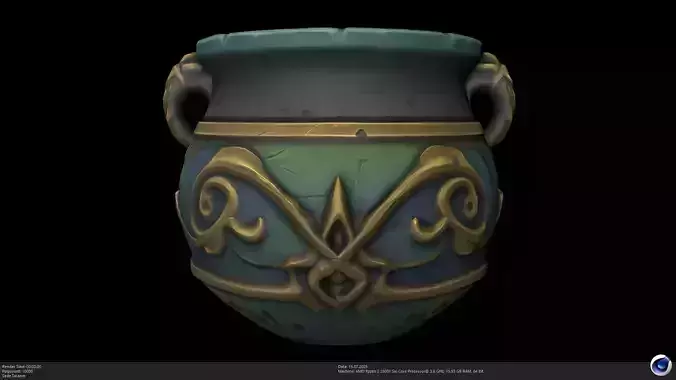 Stylized Ancient Cauldron 3D Model - AI