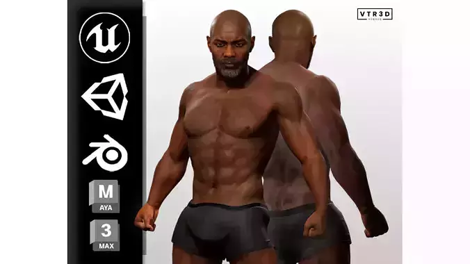 Realistic African Male Game Ready PBR  Rig Ready Low-poly 3D model