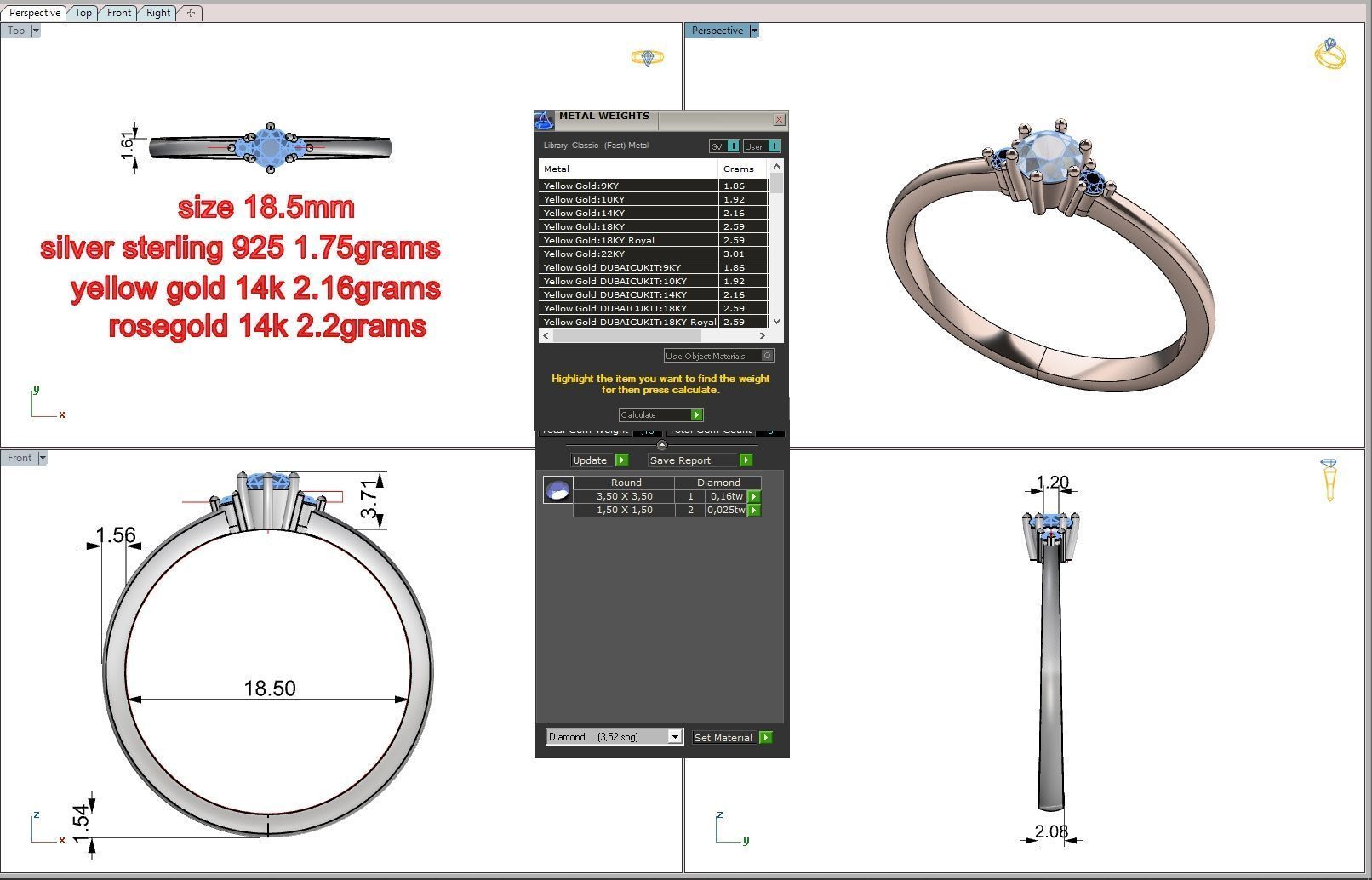 DIAMOND WEDDING RING 3D print model_12